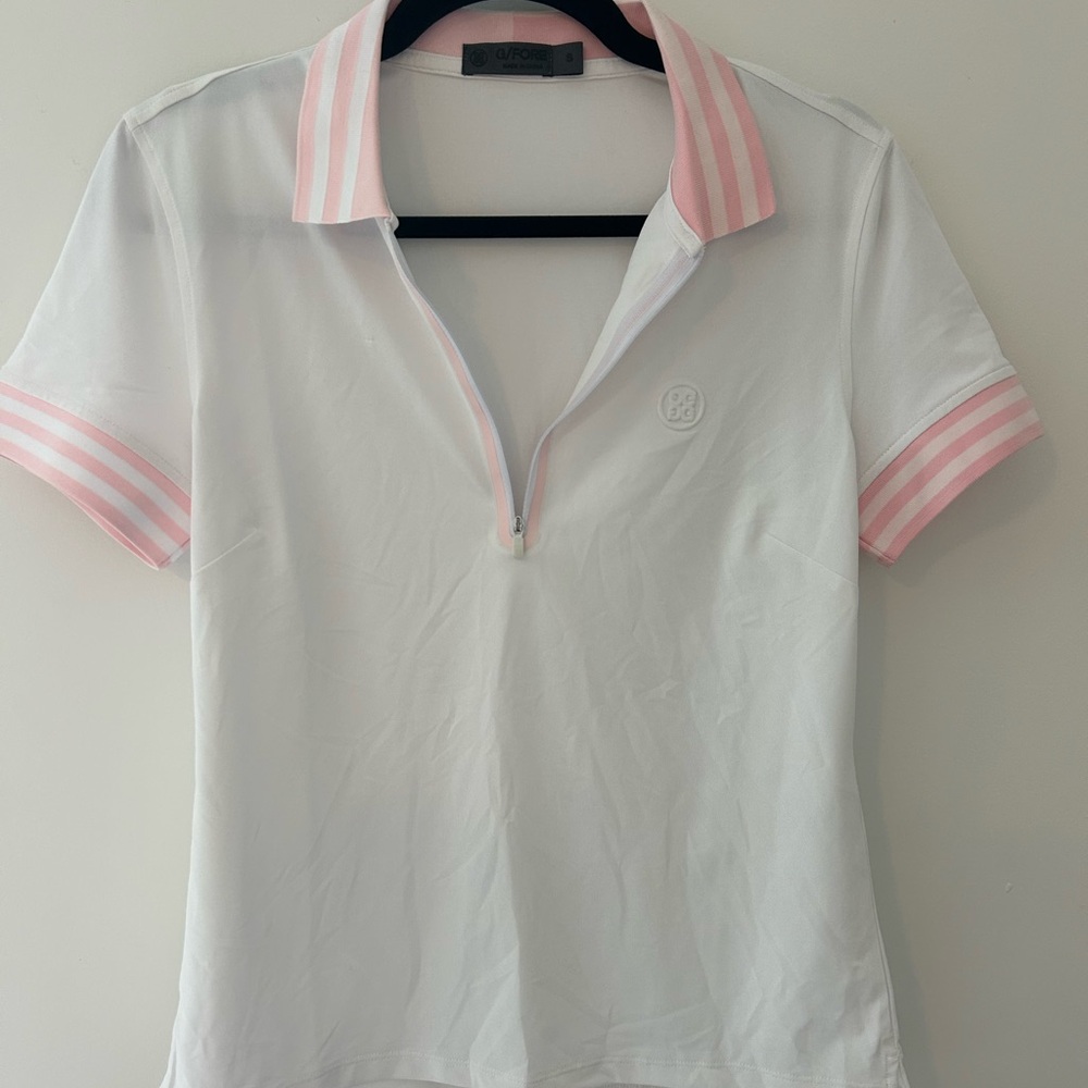 White and Pink Women's Golf Shirt